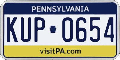 PA license plate KUP0654