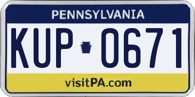 PA license plate KUP0671