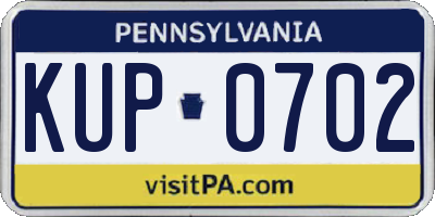 PA license plate KUP0702