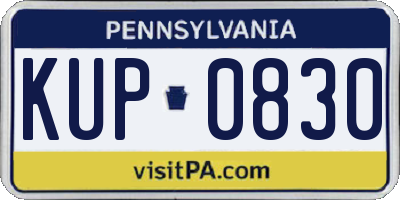 PA license plate KUP0830