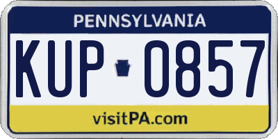 PA license plate KUP0857
