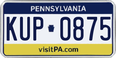 PA license plate KUP0875