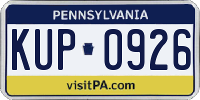 PA license plate KUP0926