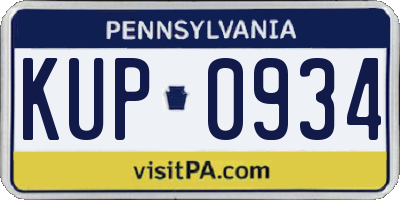 PA license plate KUP0934
