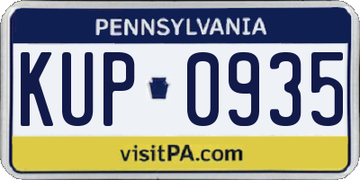 PA license plate KUP0935