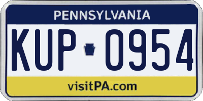 PA license plate KUP0954