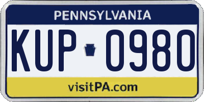 PA license plate KUP0980