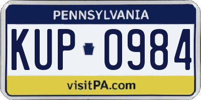 PA license plate KUP0984
