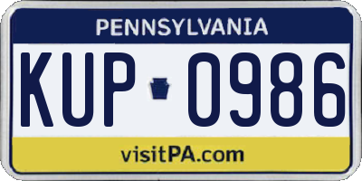 PA license plate KUP0986