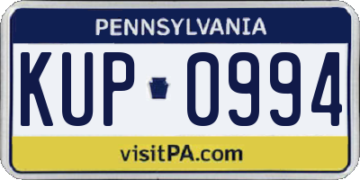 PA license plate KUP0994