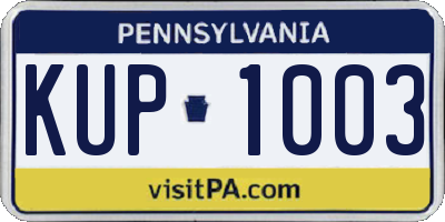 PA license plate KUP1003
