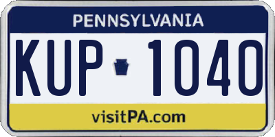 PA license plate KUP1040