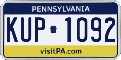 PA license plate KUP1092