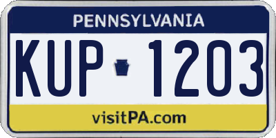 PA license plate KUP1203