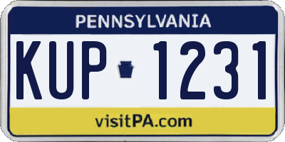PA license plate KUP1231
