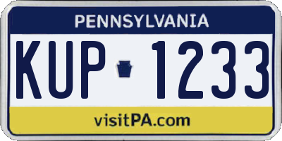 PA license plate KUP1233