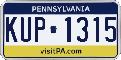 PA license plate KUP1315