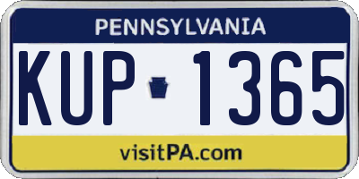 PA license plate KUP1365