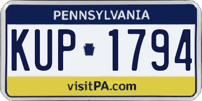 PA license plate KUP1794