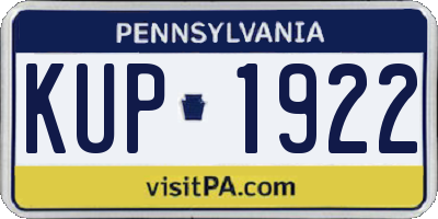 PA license plate KUP1922