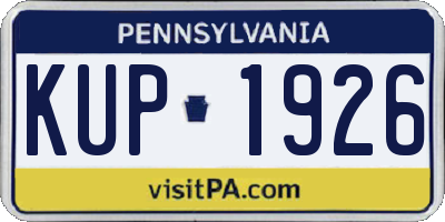 PA license plate KUP1926