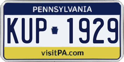 PA license plate KUP1929