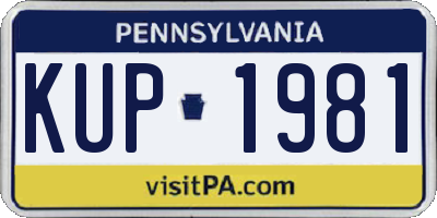 PA license plate KUP1981