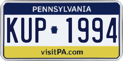 PA license plate KUP1994