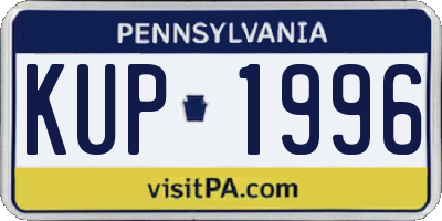 PA license plate KUP1996