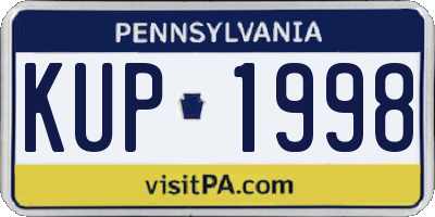 PA license plate KUP1998