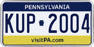 PA license plate KUP2004