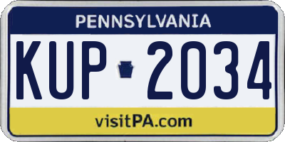 PA license plate KUP2034