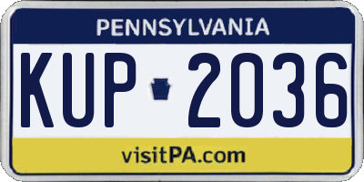 PA license plate KUP2036