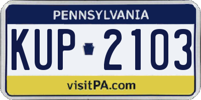 PA license plate KUP2103