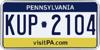 PA license plate KUP2104