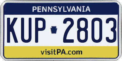 PA license plate KUP2803