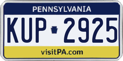 PA license plate KUP2925