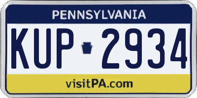 PA license plate KUP2934