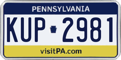 PA license plate KUP2981