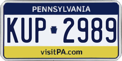 PA license plate KUP2989