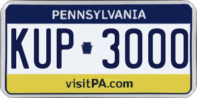 PA license plate KUP3000