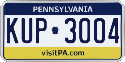 PA license plate KUP3004