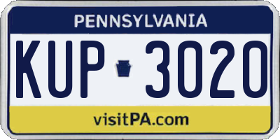 PA license plate KUP3020