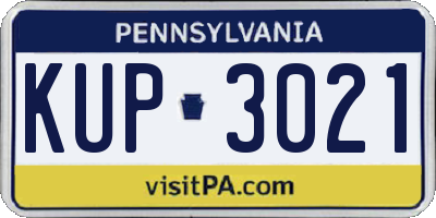 PA license plate KUP3021
