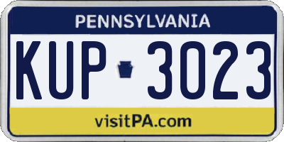 PA license plate KUP3023