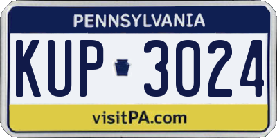 PA license plate KUP3024