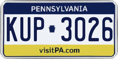 PA license plate KUP3026
