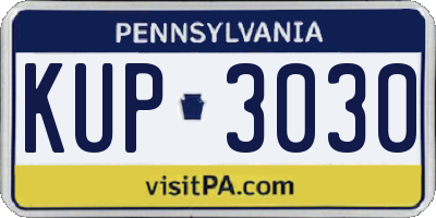 PA license plate KUP3030