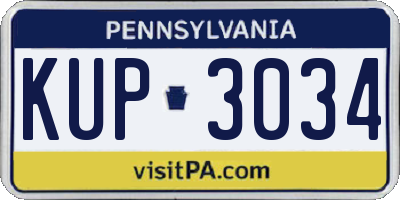 PA license plate KUP3034