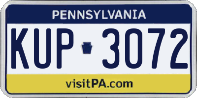 PA license plate KUP3072